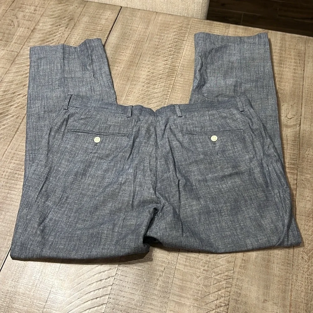 Tasso Elba men’s like new linen chambray zipper flat front pants 36W x 32 L